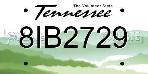 8IB2729 Tennessee License Plate