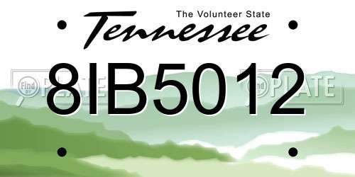 8IB5012 Tennessee License Plate