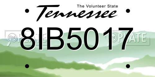 8IB5017 Tennessee License Plate