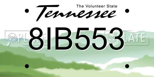 8IB553 Tennessee License Plate