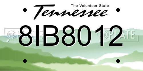 8IB8012 Tennessee License Plate