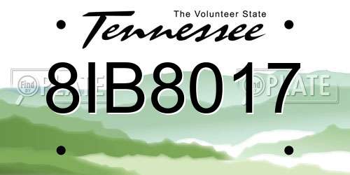 8IB8017 Tennessee License Plate
