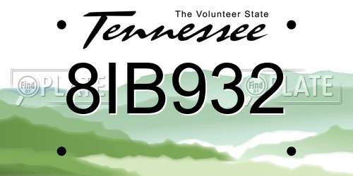 8IB932 Tennessee License Plate