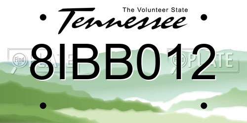 8IBB012 Tennessee License Plate