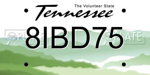 8IBD75 Tennessee License Plate