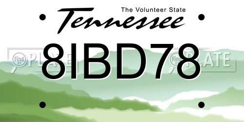 8IBD78 Tennessee License Plate