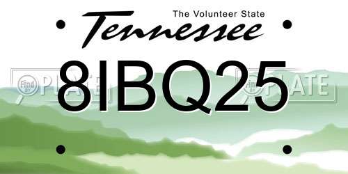8IBQ25 Tennessee License Plate