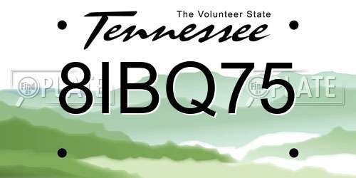 8IBQ75 Tennessee License Plate