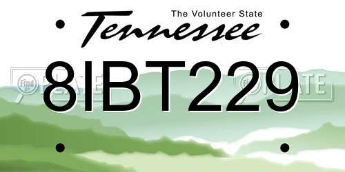 8IBT229 Tennessee License Plate