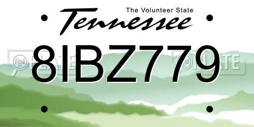 8IBZ779 Tennessee License Plate