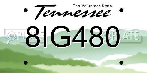 8IG480 Tennessee License Plate