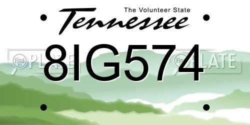 8IG574 Tennessee License Plate