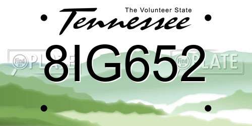 8IG652 Tennessee License Plate