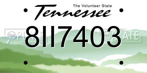 8II7403 Tennessee License Plate