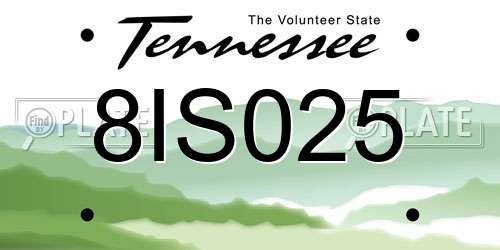 8IS025 Tennessee License Plate