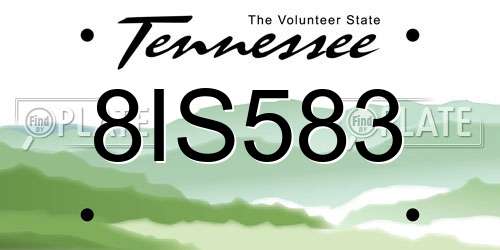 8IS583 Tennessee License Plate