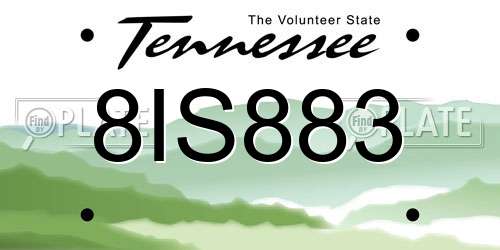 8IS883 Tennessee License Plate