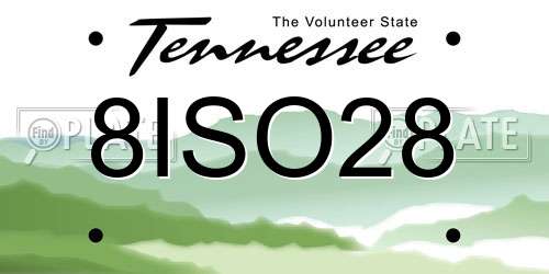 8ISO28 Tennessee License Plate