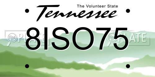8ISO75 Tennessee License Plate