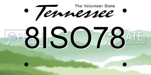 8ISO78 Tennessee License Plate