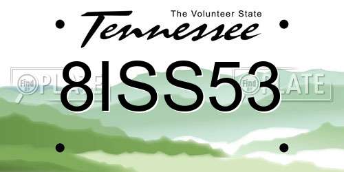 8ISS53 Tennessee License Plate