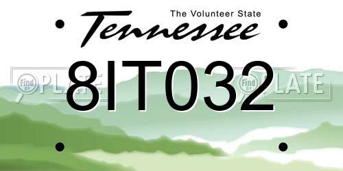 8IT032 Tennessee License Plate
