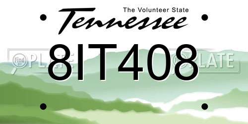8IT408 Tennessee License Plate