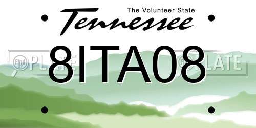 8ITA08 Tennessee License Plate