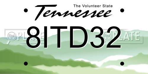 8ITD32 Tennessee License Plate