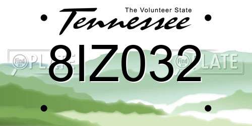 8IZ032 Tennessee License Plate