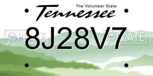 8J28V7 Tennessee License Plate