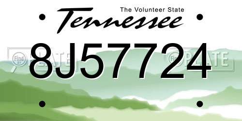 8J57724 Tennessee License Plate
