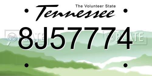 8J57774 Tennessee License Plate