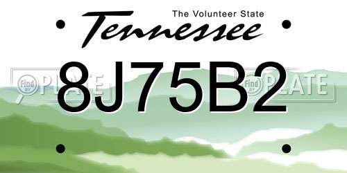 8J75B2 Tennessee License Plate
