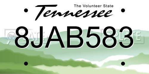 8JAB583 Tennessee License Plate