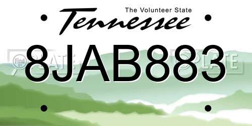 8JAB883 Tennessee License Plate