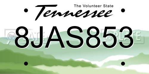 8JAS853 Tennessee License Plate