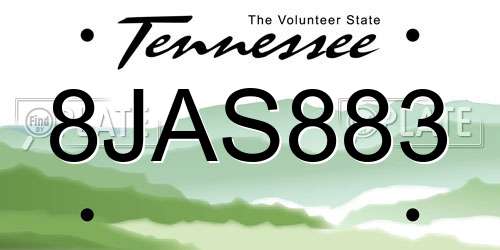 8JAS883 Tennessee License Plate