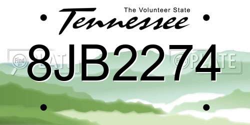8JB2274 Tennessee License Plate
