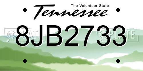 8JB2733 Tennessee License Plate