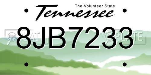 8JB7233 Tennessee License Plate