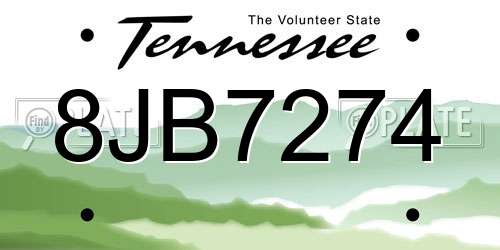 8JB7274 Tennessee License Plate