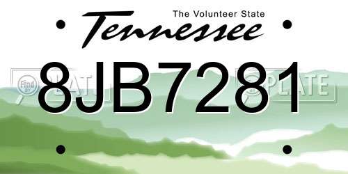 8JB7281 Tennessee License Plate