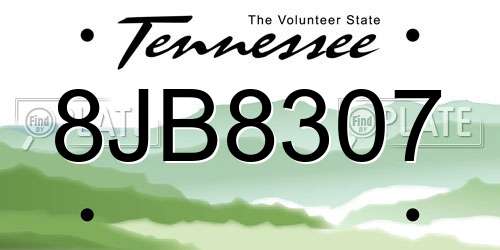 8JB8307 Tennessee License Plate