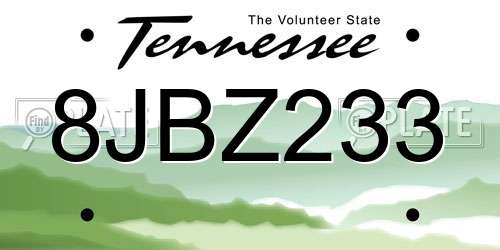 8JBZ233 Tennessee License Plate