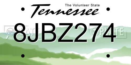 8JBZ274 Tennessee License Plate
