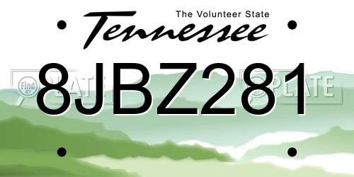 8JBZ281 Tennessee License Plate