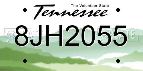 8JH2055 Tennessee License Plate
