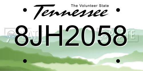 8JH2058 Tennessee License Plate