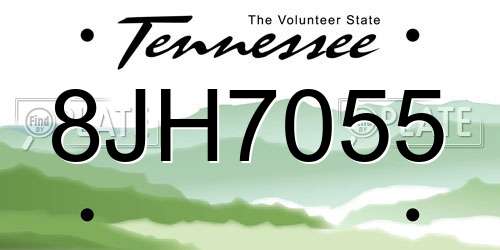 8JH7055 Tennessee License Plate